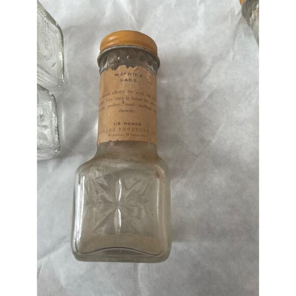 Watkins Antique 1960 Spice bottles with lids Set of 4 Atomic Pattern - Picture 7 of 9